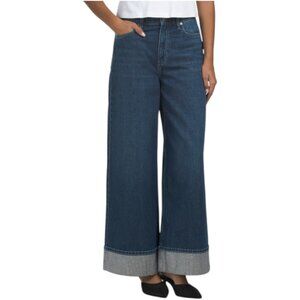 RAG & BONE Sofie High Rise Wide Leg Ankle Jeans With Rhinestone Cuffs